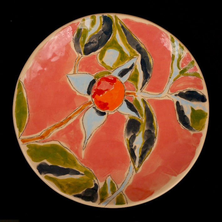 Kim  Hennessy |  Pink Roses Plate 2 | McAtamney Gallery and Design Store  | Geraldine  NZ